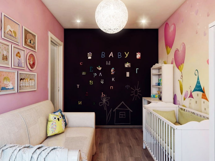 bērnu istabas dizains jaundzimušajam 8,4 kvadrātmetri. m