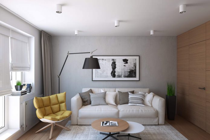 design obývacího pokoje v ateliéru 43 m2. m