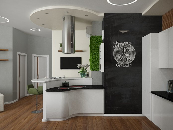 virtuve dzīvokļa interjera dizaina projektā