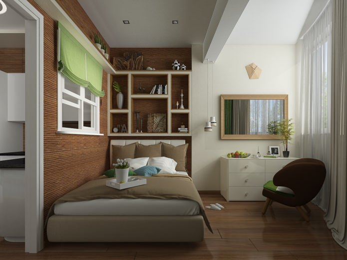 bilik tidur dalam projek reka bentuk dalaman apartmen