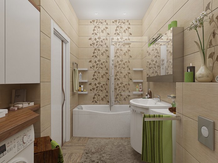 progettazione di un bagno combinato con una toilette