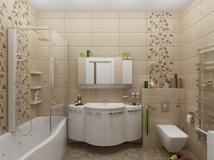 Design eines Badezimmers kombiniert mit einer Toilette