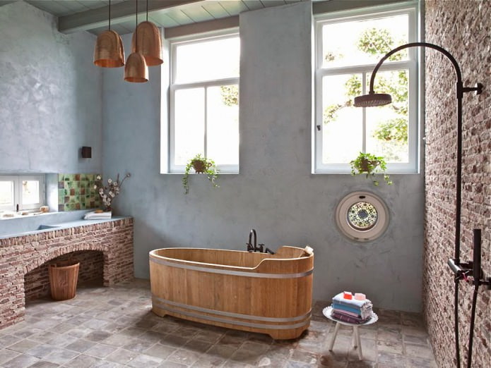 conception de salle de bain de style rustique