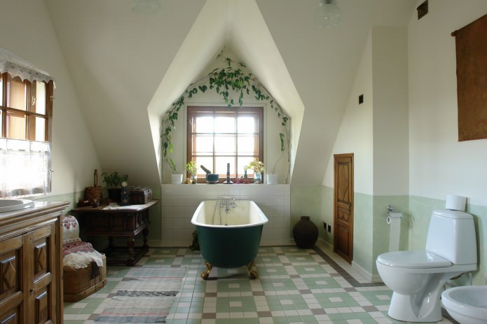 חדר אמבטיה בסגנון כפרי