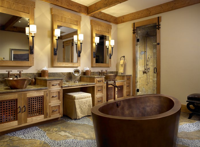 conception de salle de bain de style rustique