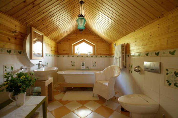 lauku stila vannas istabas dizains