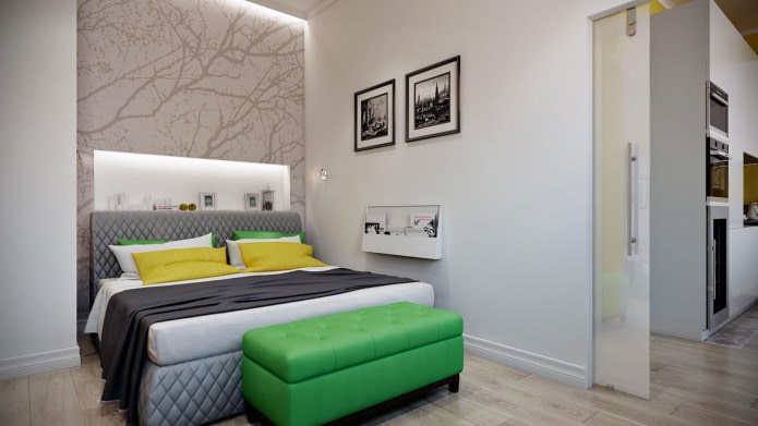 phòng ngủ trong nội thất của một căn hộ hiện đại đầy phong cách