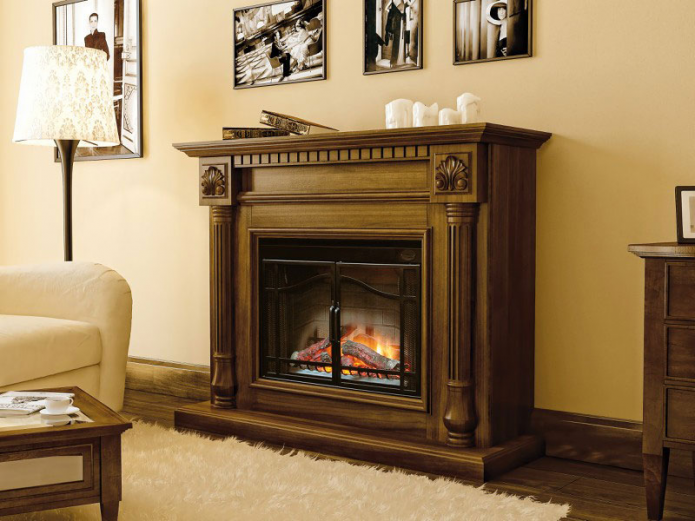 fireplace with wood