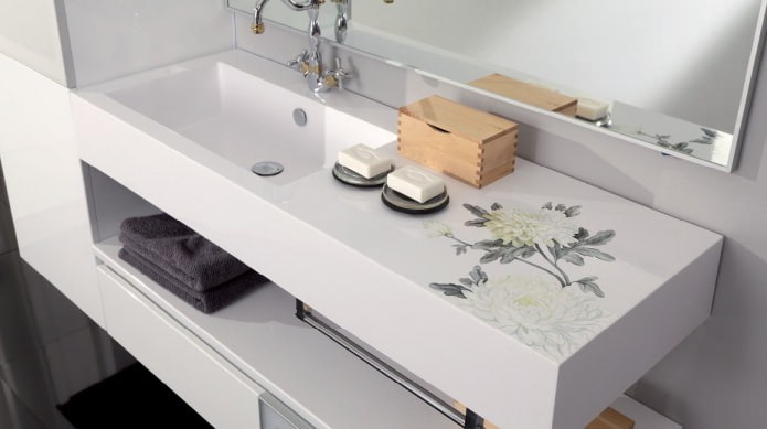 built-in cast sink in the bathroom