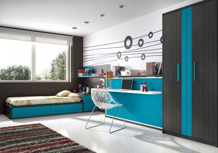 turquoise brown color in the children's room