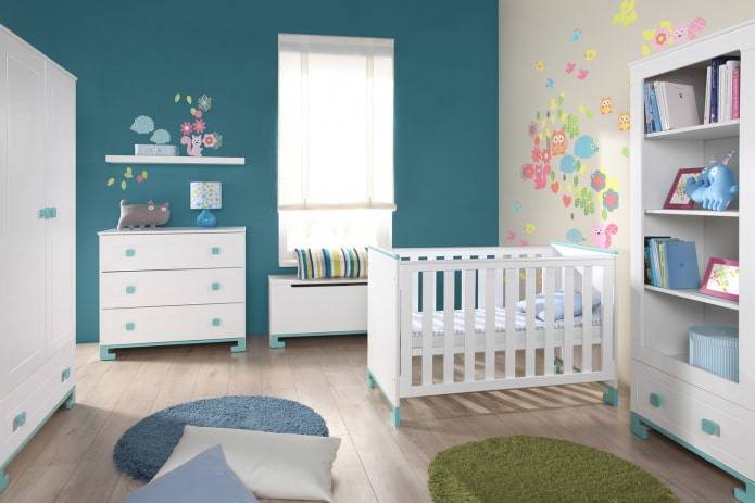 Turquoise nursery for the newborn