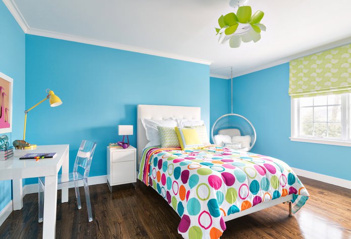 turquoise color in a children's room for a girl