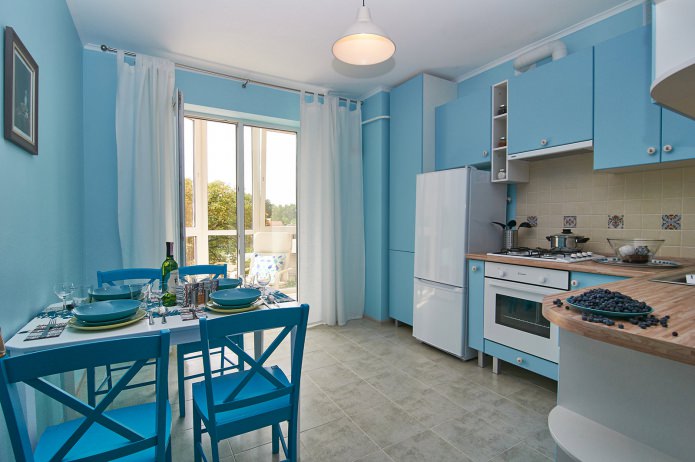 design de cozinha em azul