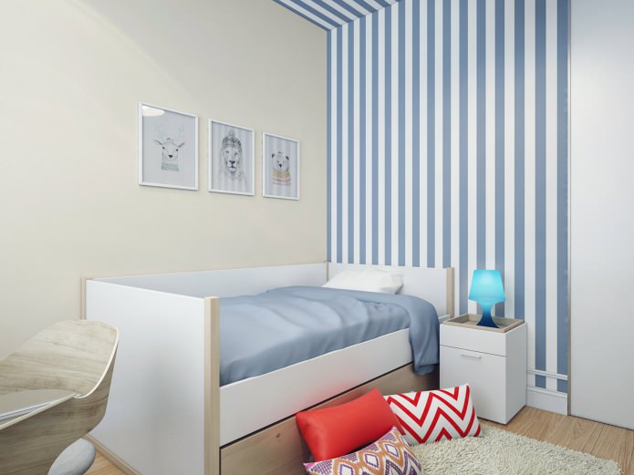 habitación infantil en tonos azules