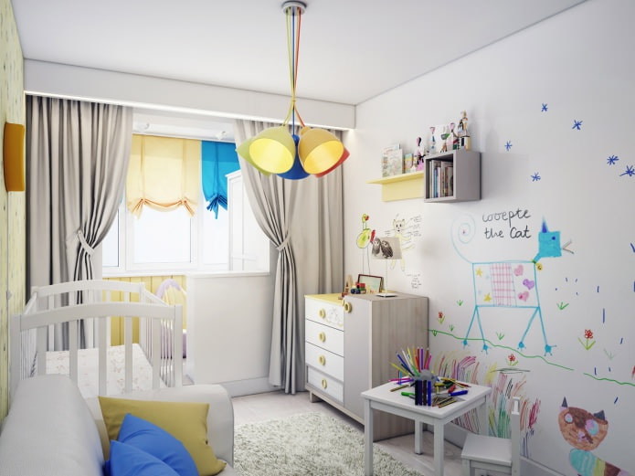 vaikų kambarys kartu su lodžija