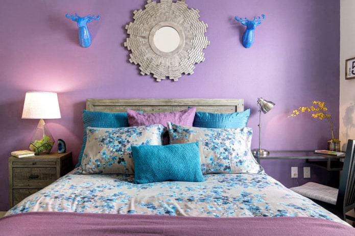 Camera da letto blu lavanda