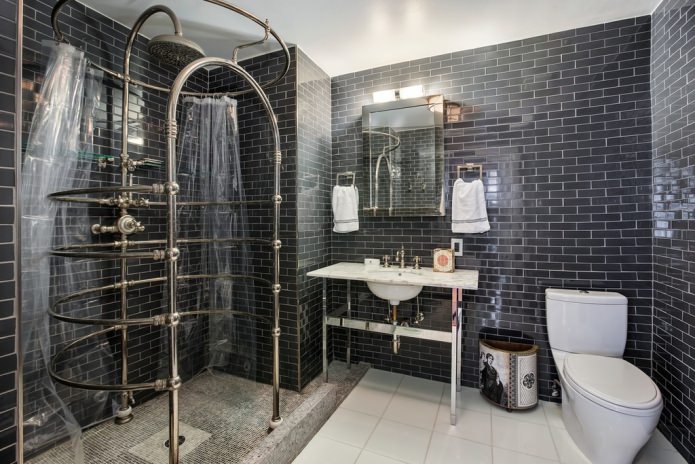 azulejo cinzento escuro do banheiro do estilo do loft