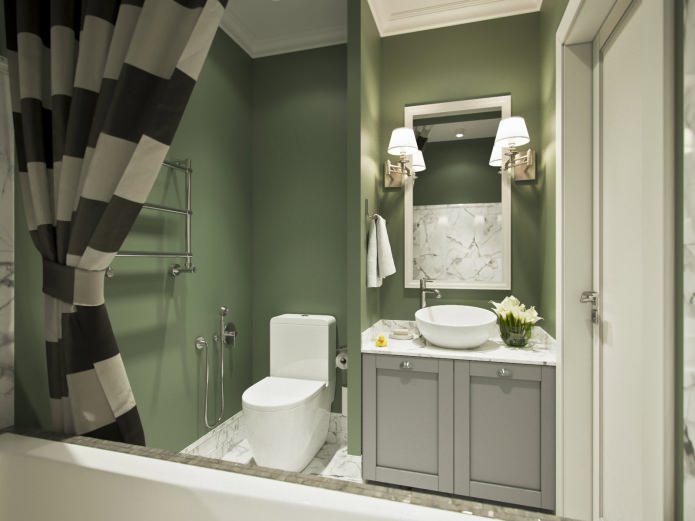 4 kvadrātmetru zaļa vannas istaba m