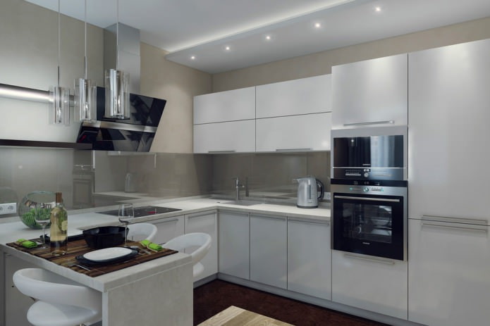 Interiorul bucătăriei-living în stil modern