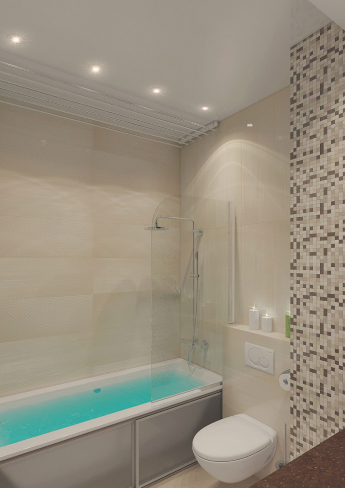 Baño en un departamento de dos ambientes de 50 metros cuadrados. m