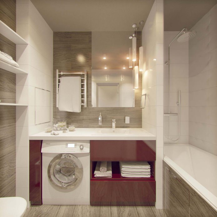 design de salle de bain avec machine à laver