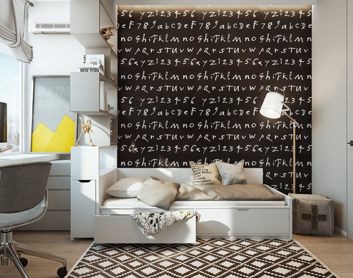 nursery for a boy in the modern interior of the apartment