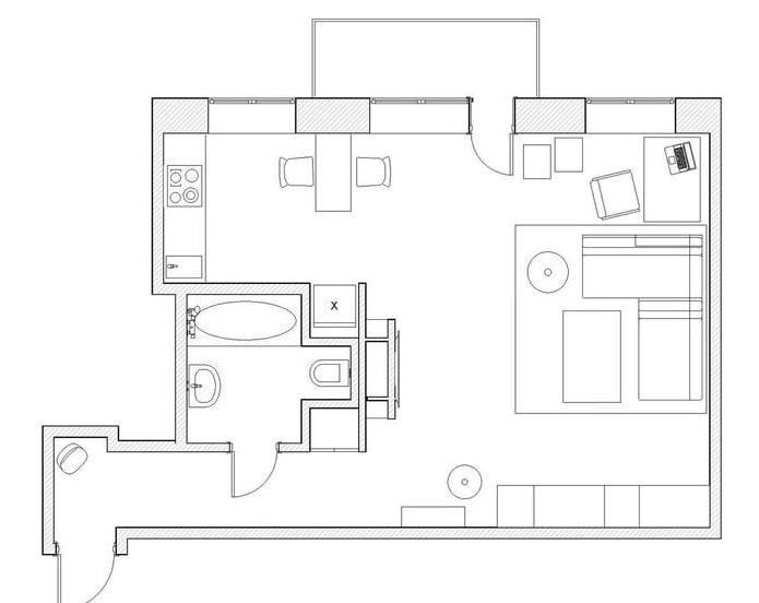 layout av en studiolägenhet