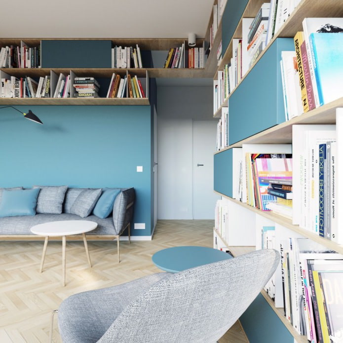 40 qm Studio-Apartment-Design m. in weiß und türkis