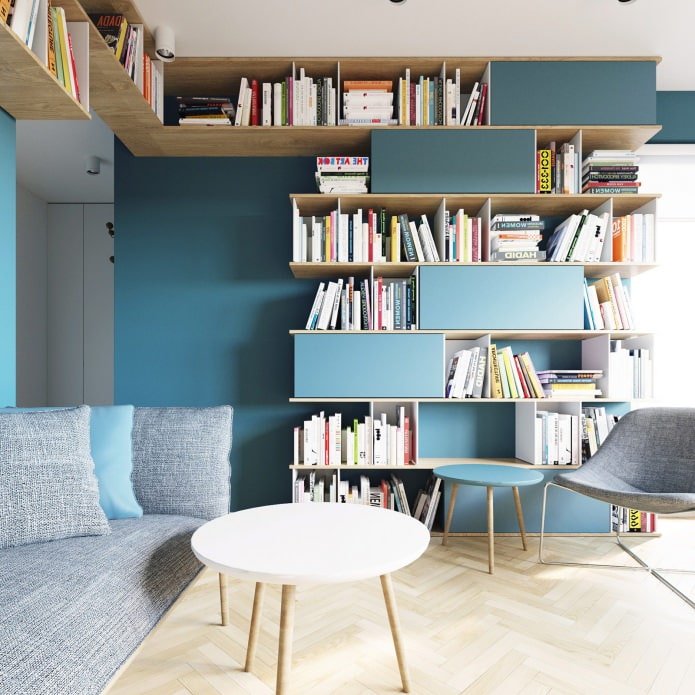 Appartement studio de 40 m² design m. dans les couleurs blanc et turquoise