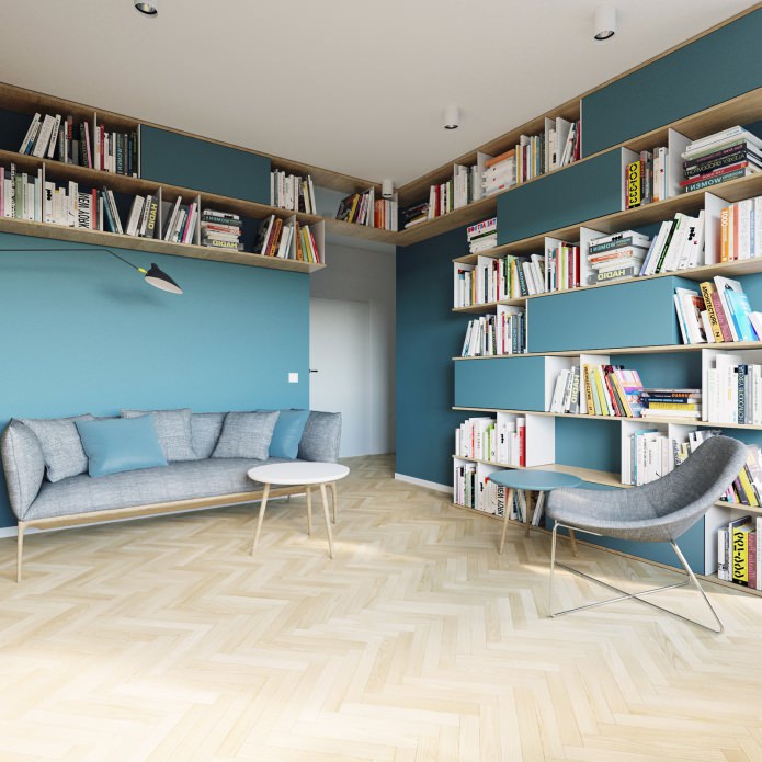 Appartement studio de 40 m² design m. dans les couleurs blanc et turquoise