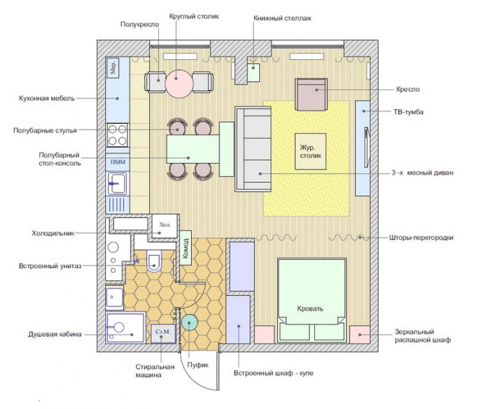 bố trí căn hộ là 46 m2. m