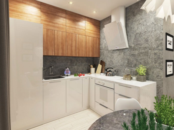 la cucina nel design dell'appartamento è di 58 metri quadrati. m.