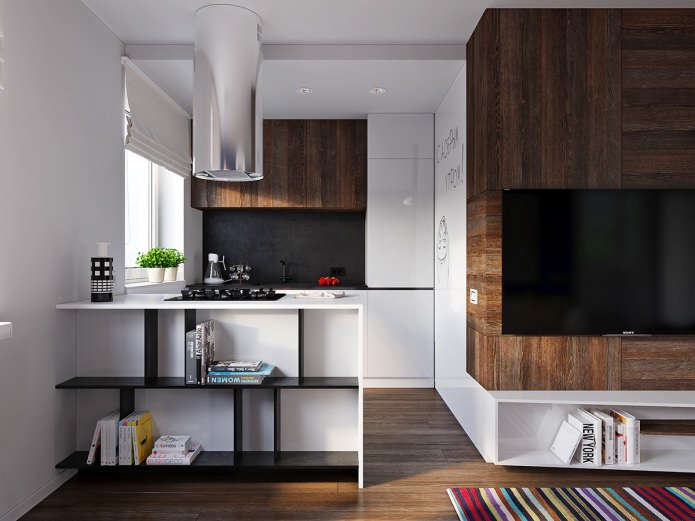 kitchen in the design of the apartment is 31 square meters. m