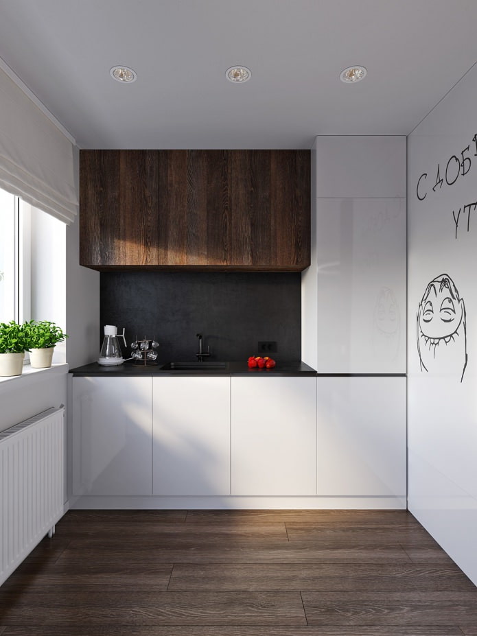 кухня в дизайна на апартамента е 31 квадратни метра. м.