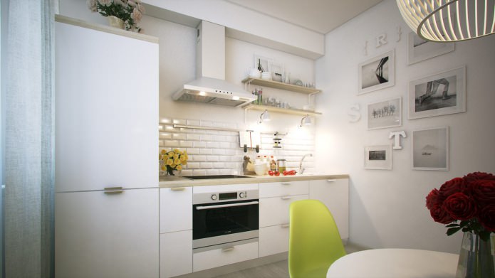 metrekare bir stüdyo daire tasarımında modern bir mutfak. m.
