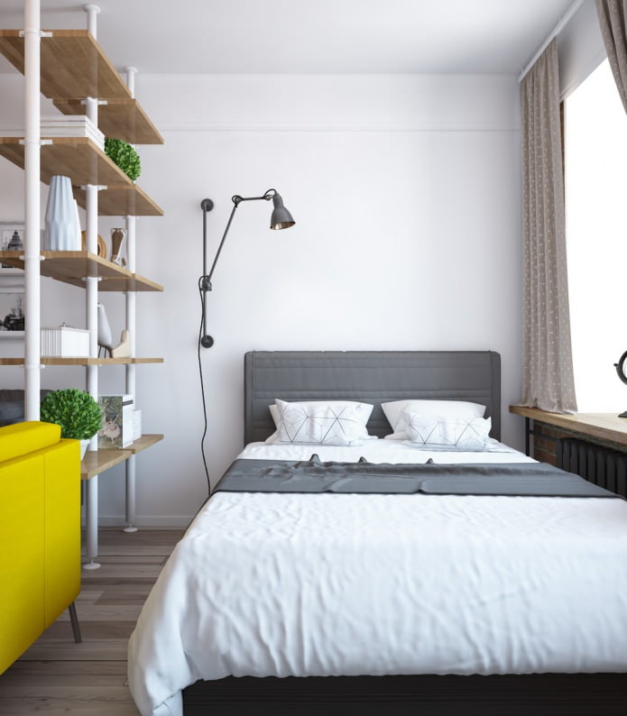Guļamistabas dizains studijas tipa dzīvoklī