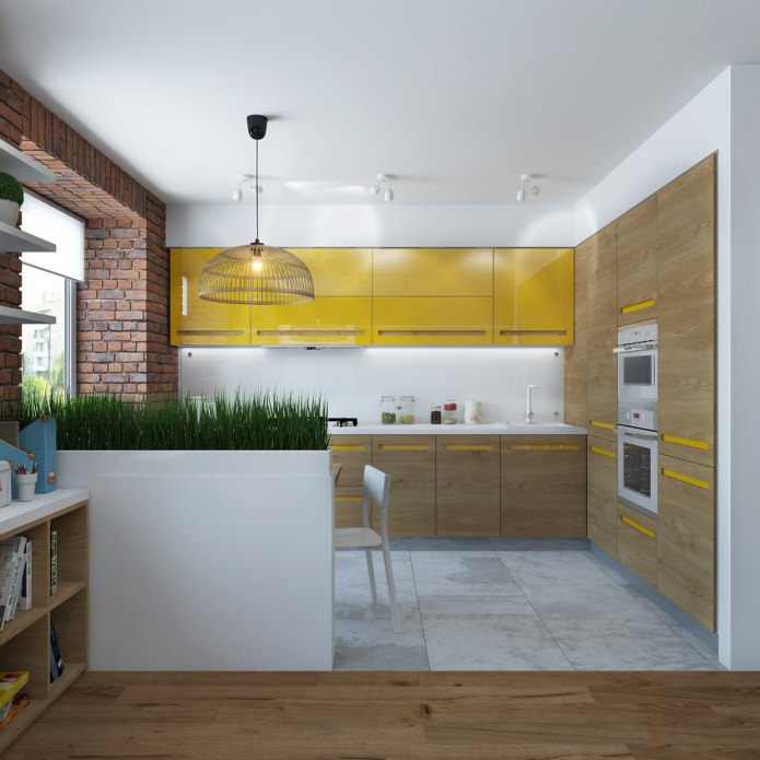 kitchen design in an apartment of 65 sq. m