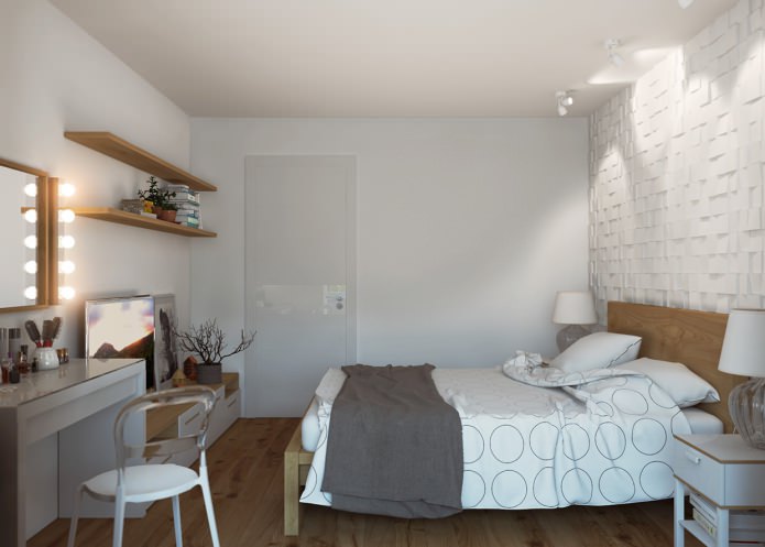 Das Schlafzimmer im Projekt der Wohnung ist 65 Quadratmeter groß. m