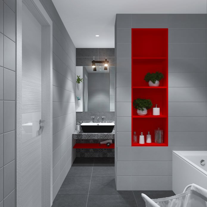 The interior of the bathroom in the apartment is 65 square meters. m