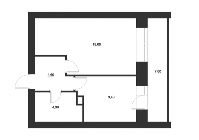 Layout of a studio apartment with a loggia
