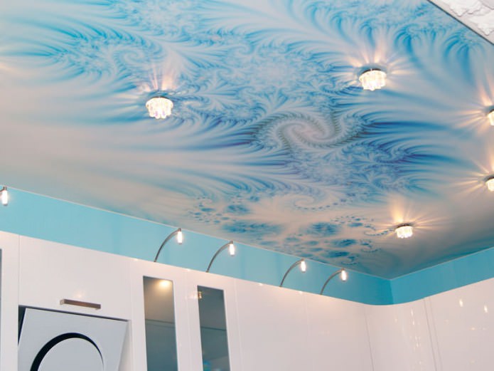 Fotoğraf baskısı ile mutfakta streç tavan