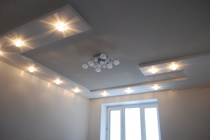 Kitchen lighting with stretch ceiling