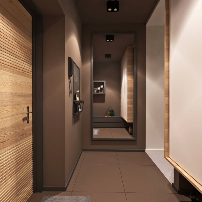 corredor no projeto de design de um apartamento de 3 quartos