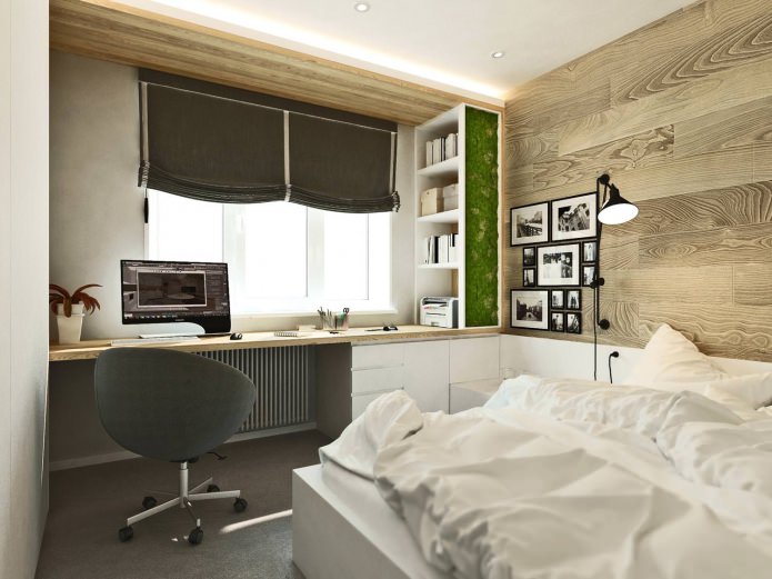 sovrum i designprojektet för en 3-rumslägenhet