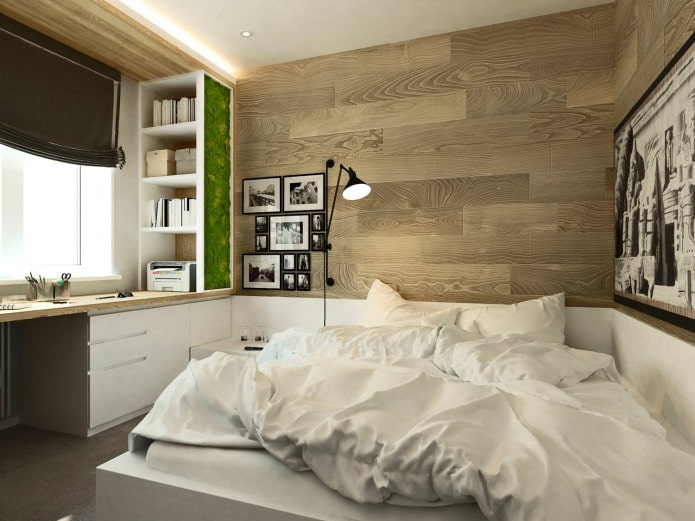 camera da letto nel progetto di design di un appartamento di 3 locali