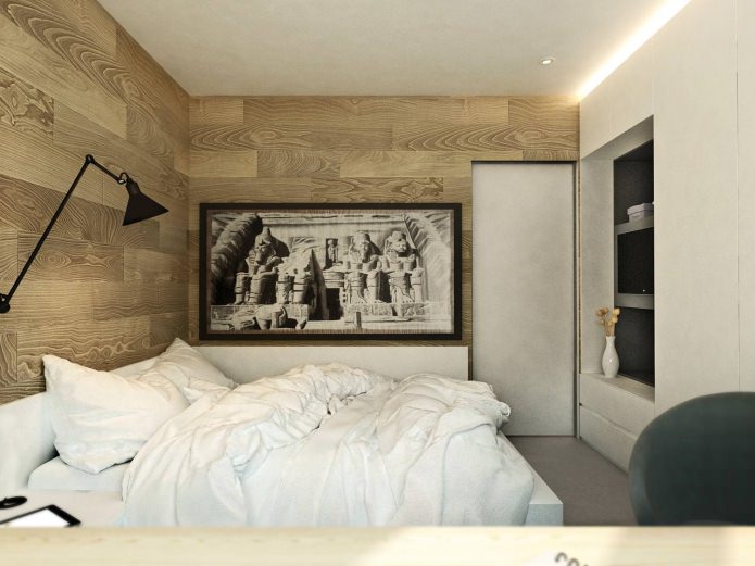 soveværelse i designprojektet for en 3-værelses lejlighed