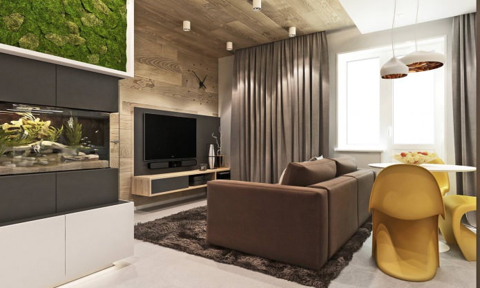 sala de estar en el proyecto de diseño de un apartamento de 3 habitaciones