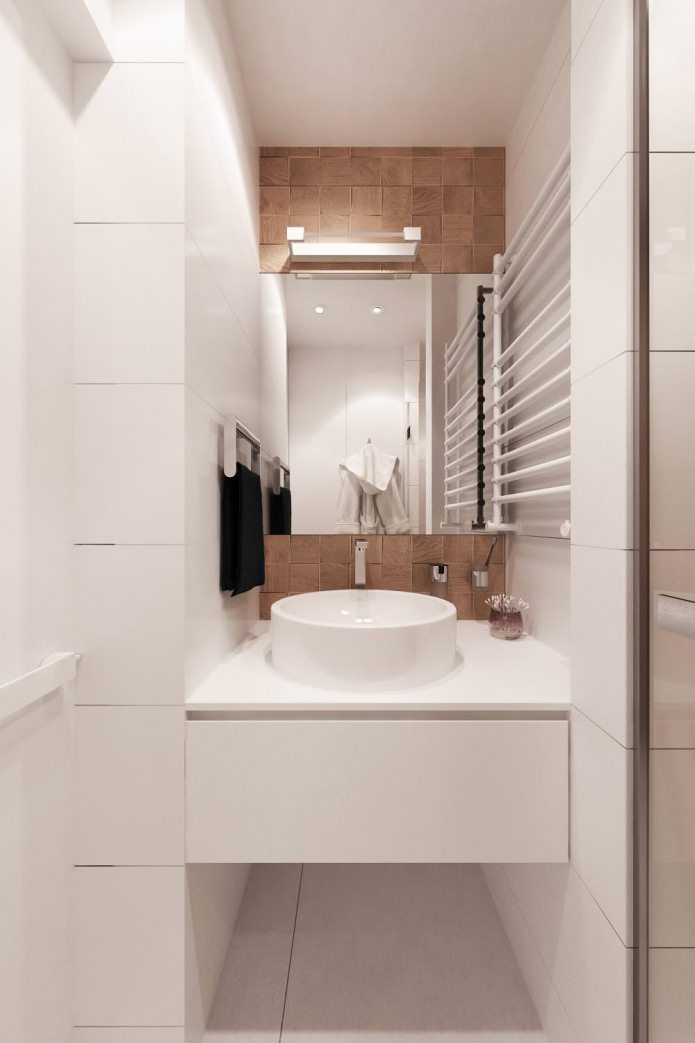 banheiro no projeto de design de um apartamento de 3 quartos