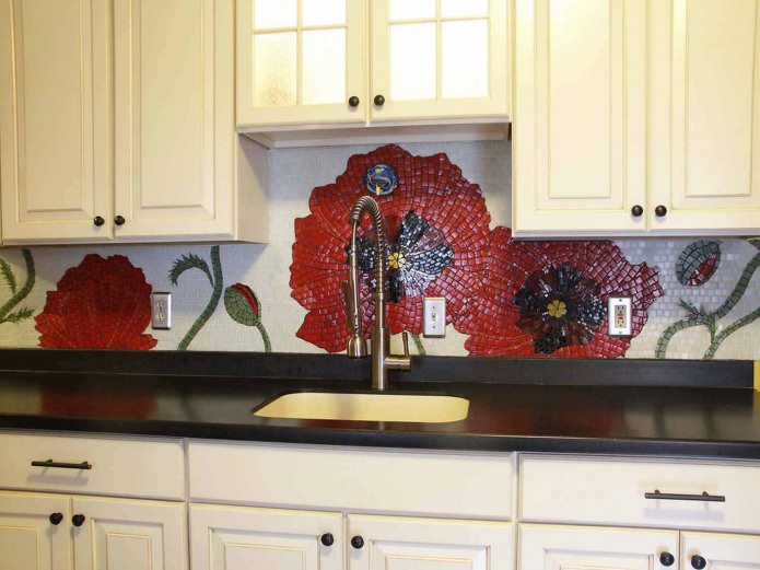 mozaik mutfak önlüğü çiçekli