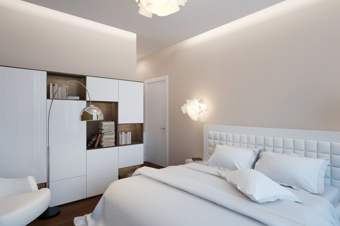 bedroom in the design project of a 2-room apartment